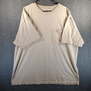 HB Pocket T-Shirt Mens 3XL Beige Short Sleeve 100% Cotton Casual